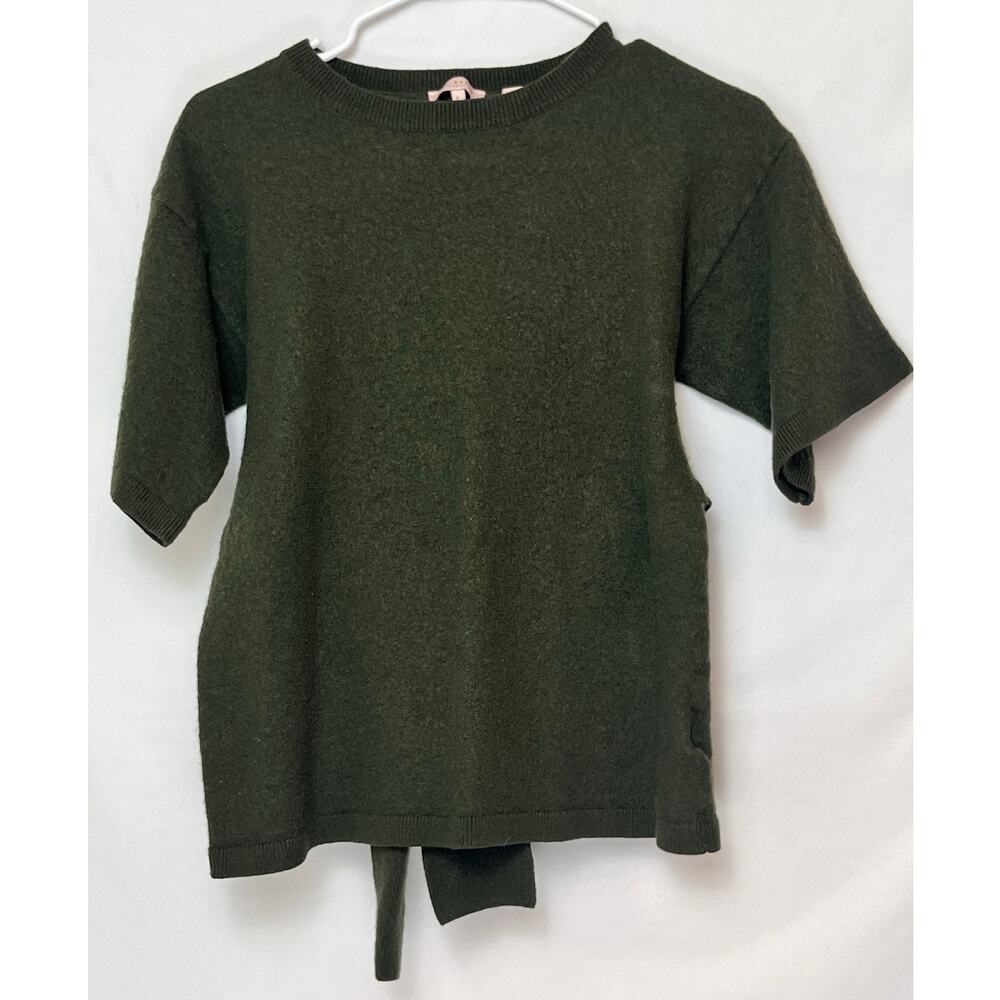Ted Baker London Womens LRG Olive Green Short Sleeve Wool/Cashmere Blend Sweater